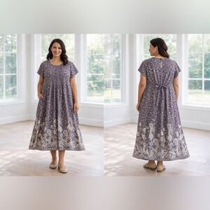 Blair Purple and Cream Maxi Dress size 26 EUC